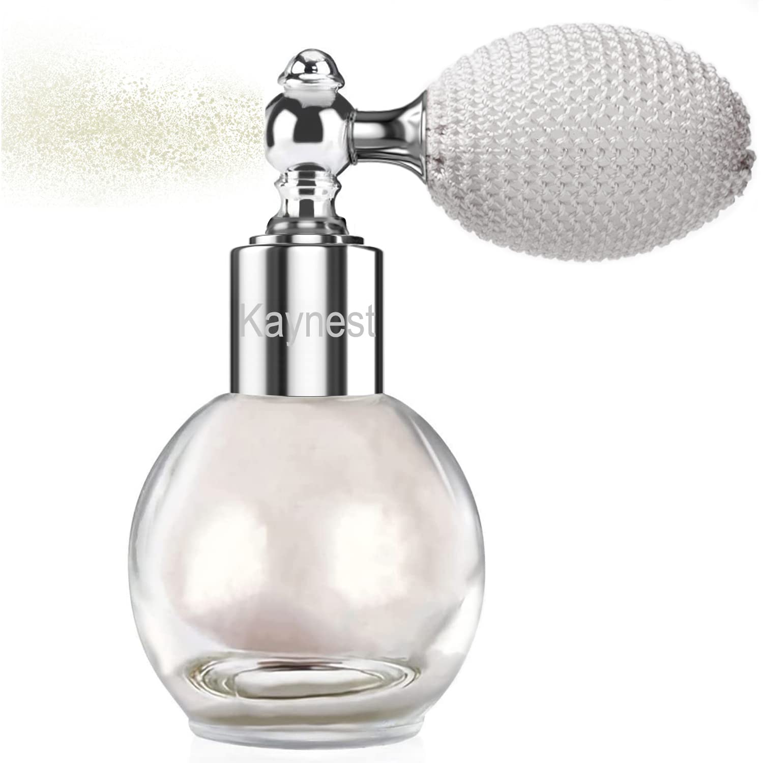 Highlighter Powder Spray, Longwear Glitter Spray for Body, Face, Hair, Shimmer Powder High Gloss Loose Powder Makeup Mist for Festive Party, Stage Shows, Nightclubs, Bar(1#Pearl White)