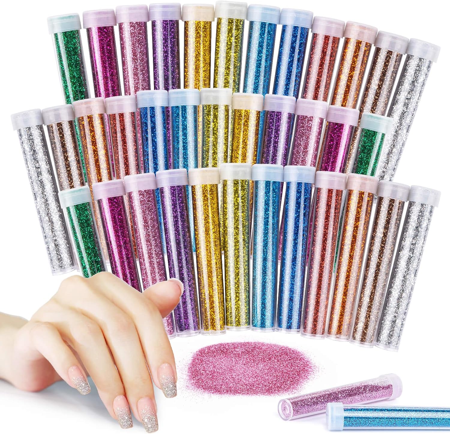 36 PCS Ultra Fine Glitter for Crafts – Glitter Powder Rainbow Glitter Glitter for Slime Nail Glitter Craft Glitter for Resin Glitter for Body Hair Face Glitter Bulk Glitter Set of 12 Colors