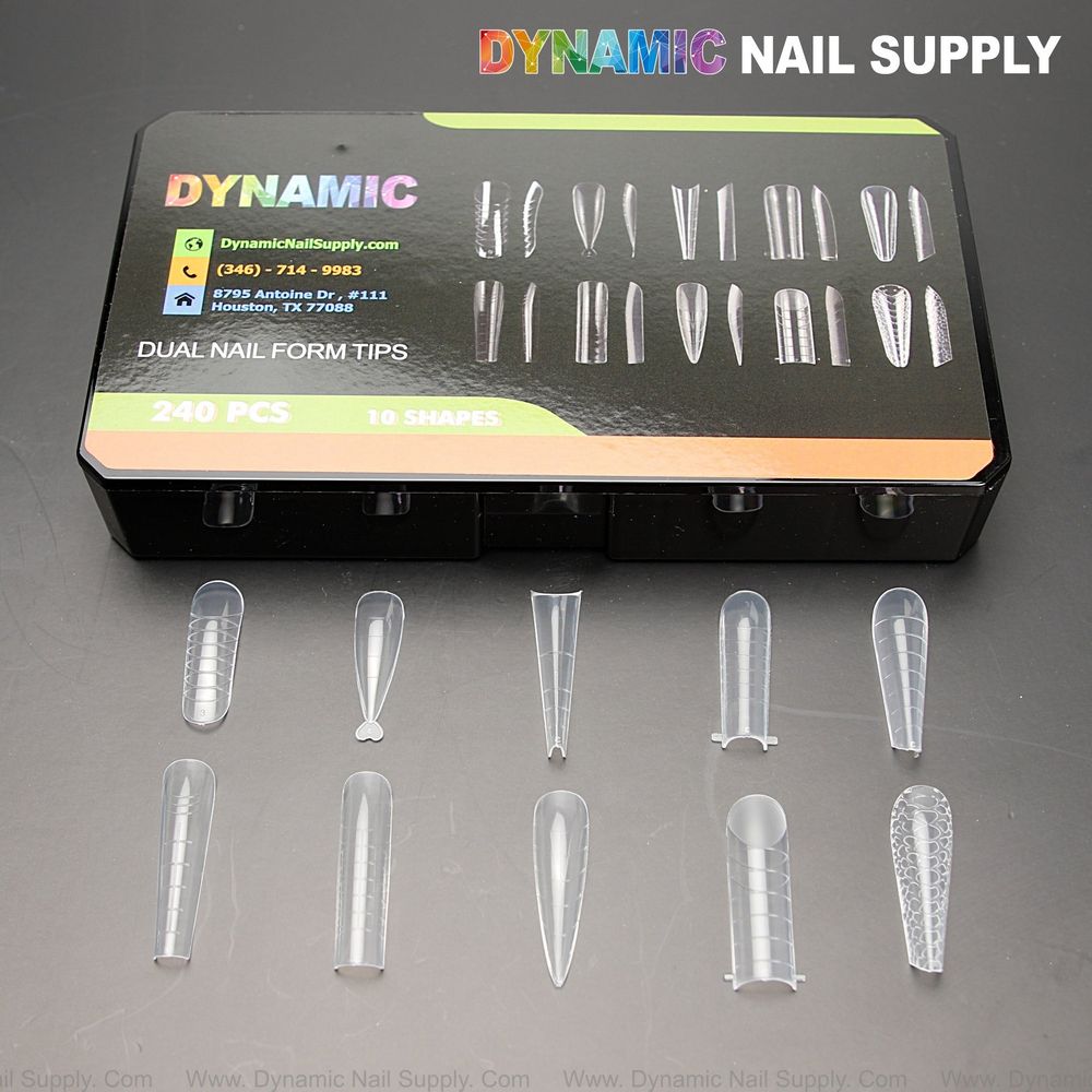 Dual Nail Forms Set: 10 Shapes, 240 Reusable Forms