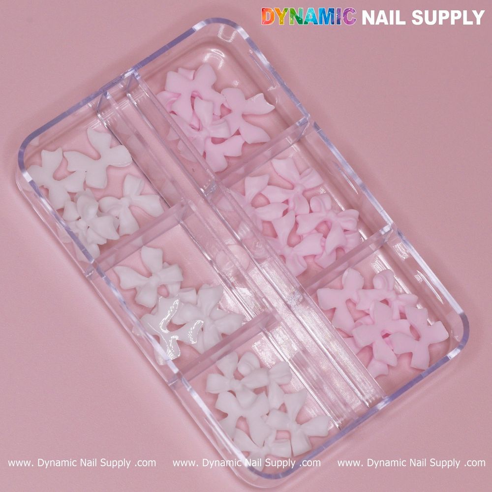 Resin Bow Nail Charms: 30 White & Pink Bows — Feature Review