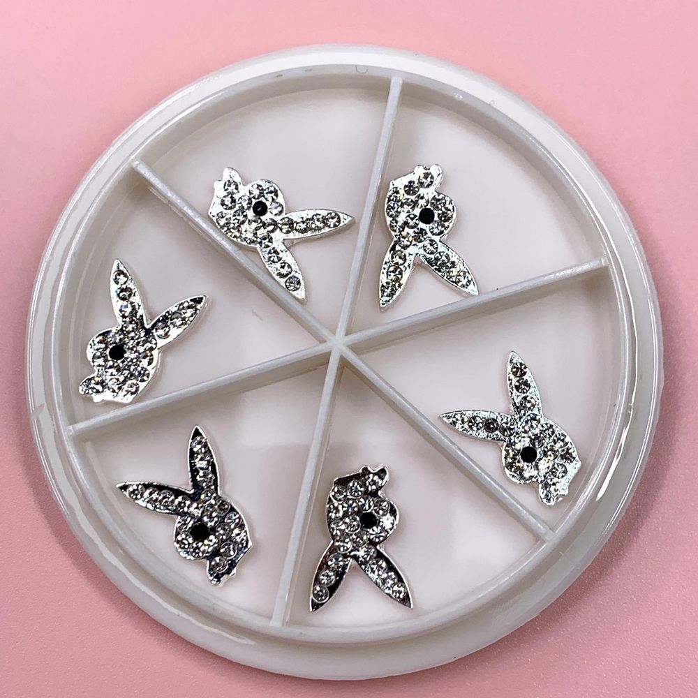 Silver Playboy Nail Charms for Instant Accent Fixes